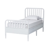 Baxton Studio Lucera 6-Drawer Platform Bed with Bobbin Frame, Twin, White